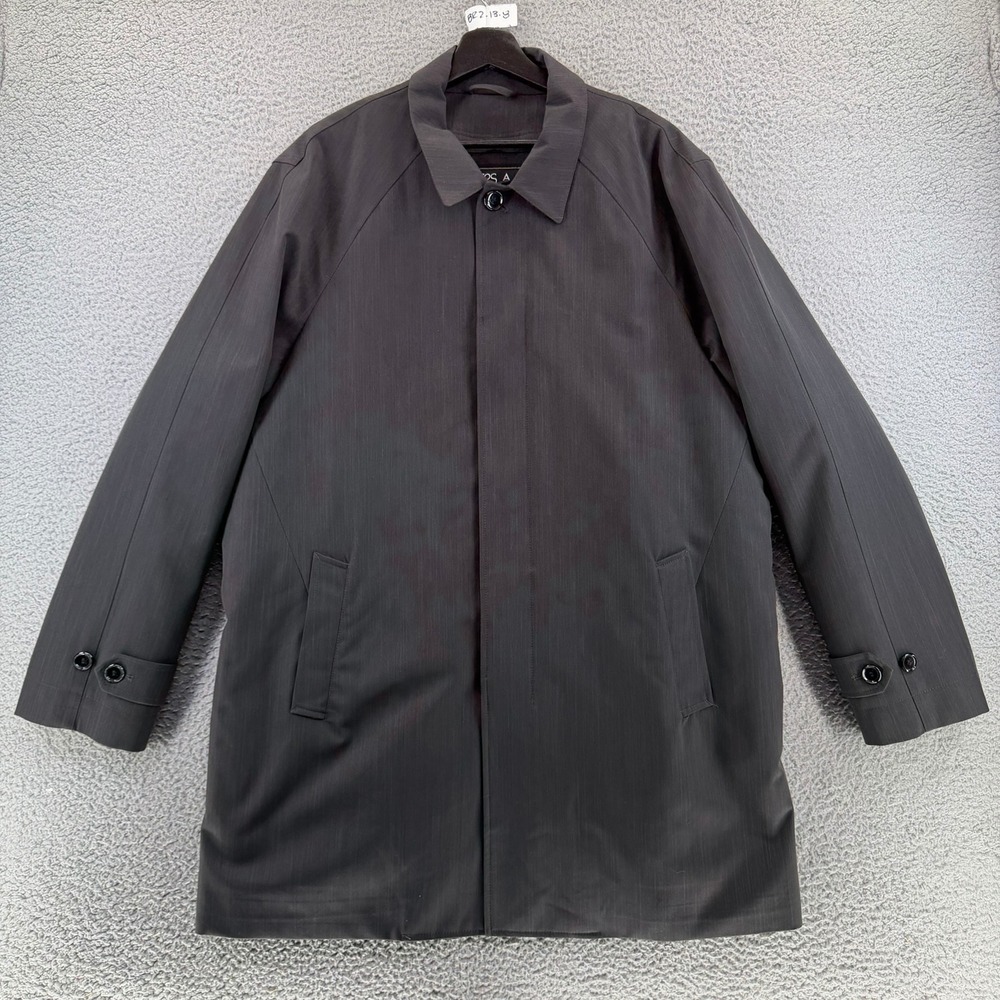 Jos. A. Bank Mens Charcoal Gray Car Coat Jacket Size L 42R-44R Hidden Button